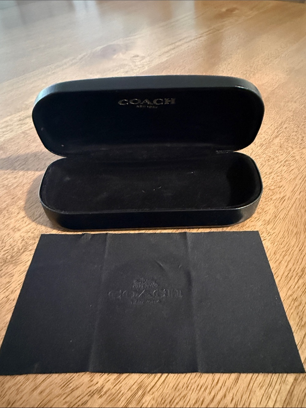 COACH Black Eyewear Case with Branded Interior and Cloth